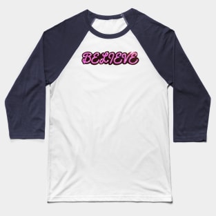 Believe Sequin Design Baseball T-Shirt